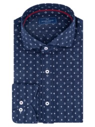 superior πουκάμισο μπλε με λευκούς ρόμβους 100% fine cotton (modern fit)