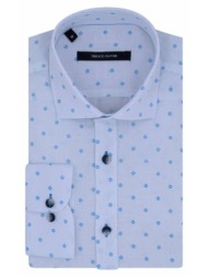 prince oliver πουκάμισο λευκό με γαλάζιο μικροσχέδιο (modern fit)