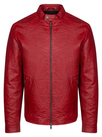prince oliver racer jacket κόκκινο 100% leather jacket σε προσφορά