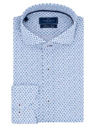 superior πουκάμισο λευκό με γαλάζιο μικροσχέδιο 100% fine cotton (modern fit)