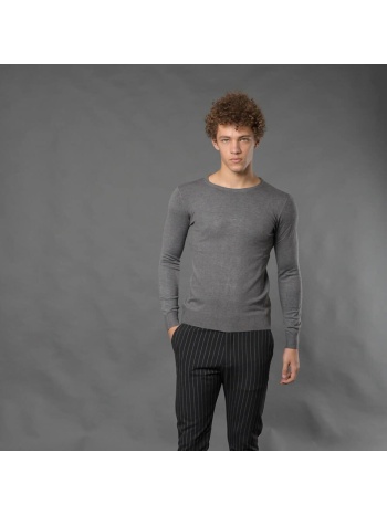 essential πλεκτή μπλούζα γκρι σκούρο round neck cashmere σε προσφορά