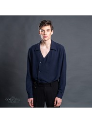 πουκαμίσα μπλε σταυροκουμπωτή black line apeiron 100% cotton (modern fit)