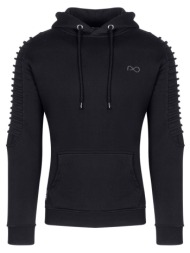 fashion φούτερ με νερβίρ μαύρο με κουκούλα (modern fit)