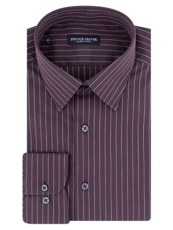 superior πουκάμισο καφέ ριγέ 100% fine cotton (modern fit) σε προσφορά