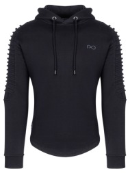 fashion φούτερ με νερβίρ μαύρο με κουκούλα (slim fit)