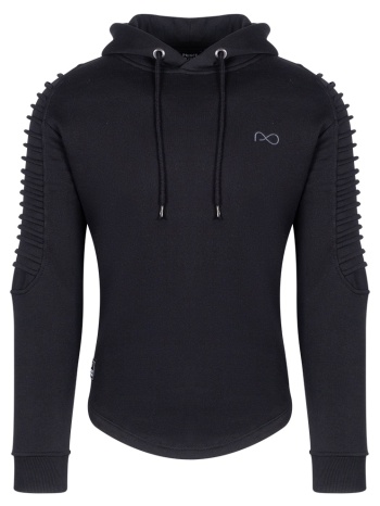 fashion φούτερ με νερβίρ μαύρο με κουκούλα (slim fit) σε προσφορά