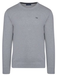 logo-embroidered πλεκτή μπλούζα γκρι in cotton (modern fit) new arrival