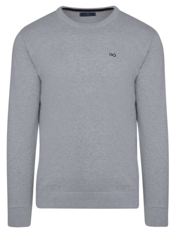 logo-embroidered πλεκτή μπλούζα γκρι in cotton (modern fit σε προσφορά