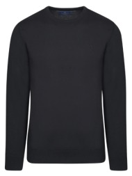 logo-embroidered πλεκτή μπλούζα μαύρη in cotton (modern fit) new arrival