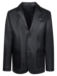 prince oliver δερμάτινο σακάκι mαύρο 100% leather (modern fit)