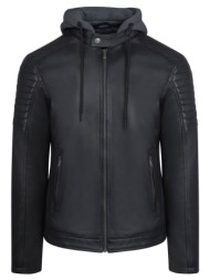 hooded racer δερμάτινο μαύρο 100% leather jacket (modern fit) new arrival