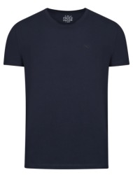 elegant logo τ-shirt μπλε round neck (modern fit)