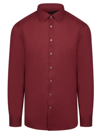 premium πουκάμισο μπορντώ 100% λινό (modern fit) σε προσφορά