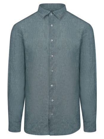 premium πουκάμισο πετρόλ 100% λινό (modern fit) σε προσφορά