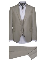 prince oliver κοστούμι με γιλέκο three-piece μπεζ (modern fit) new arrival