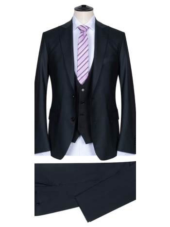 prince oliver κοστούμι μαύρο καρό finest wool (modern fit) σε προσφορά