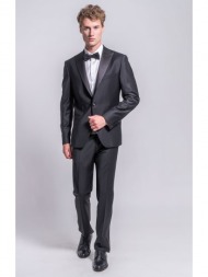 prince oliver κοστούμι μαύρο με peak σατέν πέτο (modern fit)