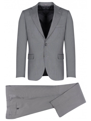 prince oliver κοστούμι γκρι με μικροσχέδιο 100% wool touch