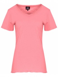 t-shirt φούξια v neck outlet