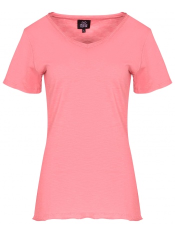 t-shirt φούξια v neck outlet σε προσφορά