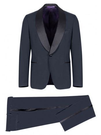 prince oliver κοστούμι μπλε σκούρο με shawl σατέν πέτο σε προσφορά