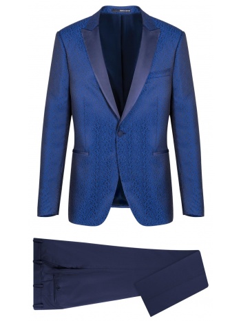 prince oliver κοστούμι μπλέ ρουά μπροκάρ 100% wool touch σε προσφορά