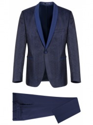 prince oliver κοστούμι μπλέ μπροκάρ 100% wool touch (modern fit)