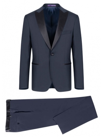 prince oliver κοστούμι μπλε σκούρο με peak σατέν πέτο σε προσφορά