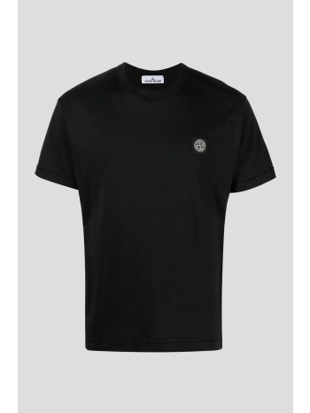 ανδρικό μαύρο compass-appliqué cotton t-shirt stone island