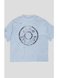 ανδρικό μπλε logo τ-shirt in blue μelange acne studios