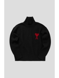 ανδρικό μαύρο ami de coeur funnel neck sweater ami paris