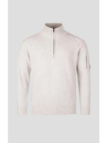 ανδρικό λευκό knitted polo collar zip sweater c.p. company σε προσφορά