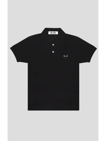 ανδρικό μαύρο cotton polo with black emblem comme des