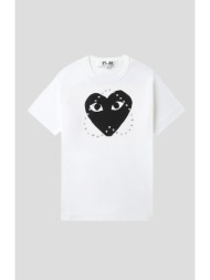 ανδρικό λευκό logo-stud cotton t-shirt comme des garçons play