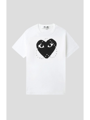 ανδρικό λευκό logo-stud cotton t-shirt comme des garçons