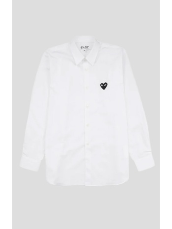 ανδρικό λευκό heart logo shirt in white comme des garçons
