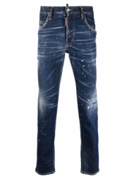 ανδρικό μπλε paint splatter skinny cut jeans dsquared2