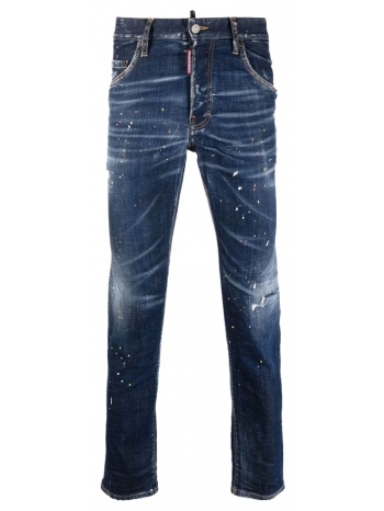 ανδρικό μπλε paint splatter skinny cut jeans dsquared2