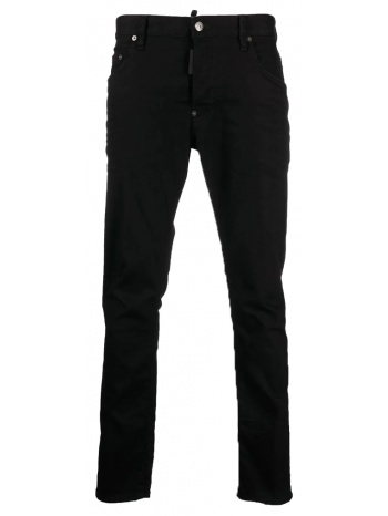 ανδρικό μαύρο logo patch slim cut jeans dsquared2