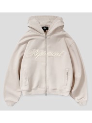 ανδρικό γκρι script logo zip hoodie represent