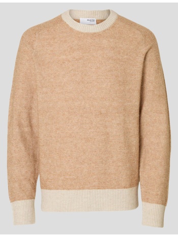 ανδρικό μπεζ slhrai ls knit crew neck jumper noos selected σε προσφορά
