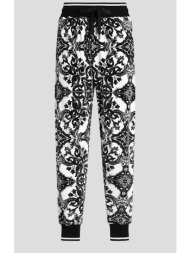 ανδρικό μαύρο majolica-print jacquard chenille trousers dolce&gabbana