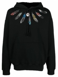 ανδρικό μαύρο collar feathers popover hoodie marcelo burlon