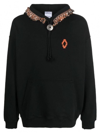 ανδρικό μαύρο fringed trim pullover hoodie marcelo burlon σε προσφορά