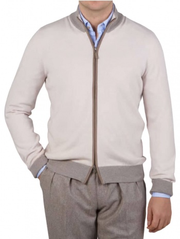 ανδρικό λευκό wool cashmere zip cardigan gran sasso σε προσφορά