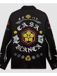 ανδρικό μαύρο emblem long sleeve silk satin shirt casablanca