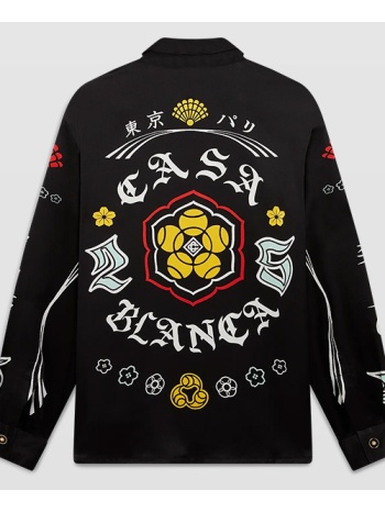 ανδρικό μαύρο emblem long sleeve silk satin shirt casablanca σε προσφορά