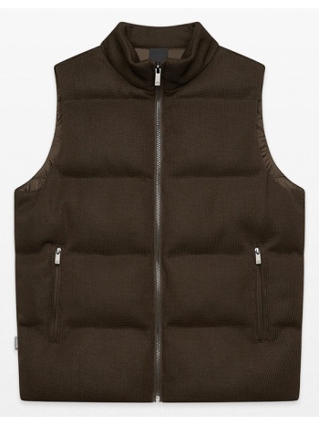 ανδρικό καφέ knit sleeveless down jacket unity σε προσφορά