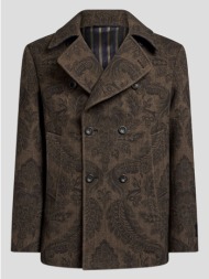 ανδρικό καφέ double-breasted peacoat etro