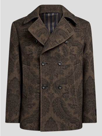 ανδρικό καφέ double-breasted peacoat etro σε προσφορά